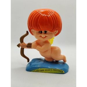 VALENTINE SALE! Red Hair Cupid Figure Love and Hearts